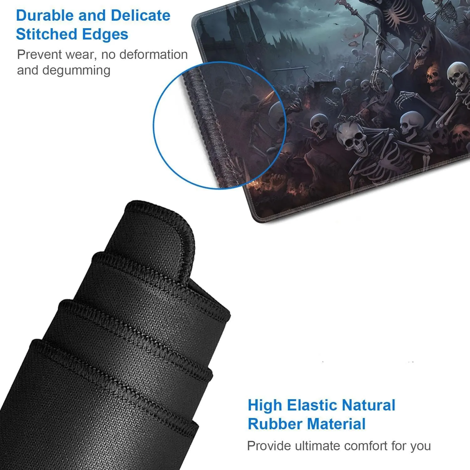 for MTG Playmat   Drawstring Travel Pouch   6 Dice Counter, for Tabletop Trading Card Game Playmats or Mouse Pad, Anti-Slip Rubber 24 x 14 in, Army of Skeletons for TCG Playmat