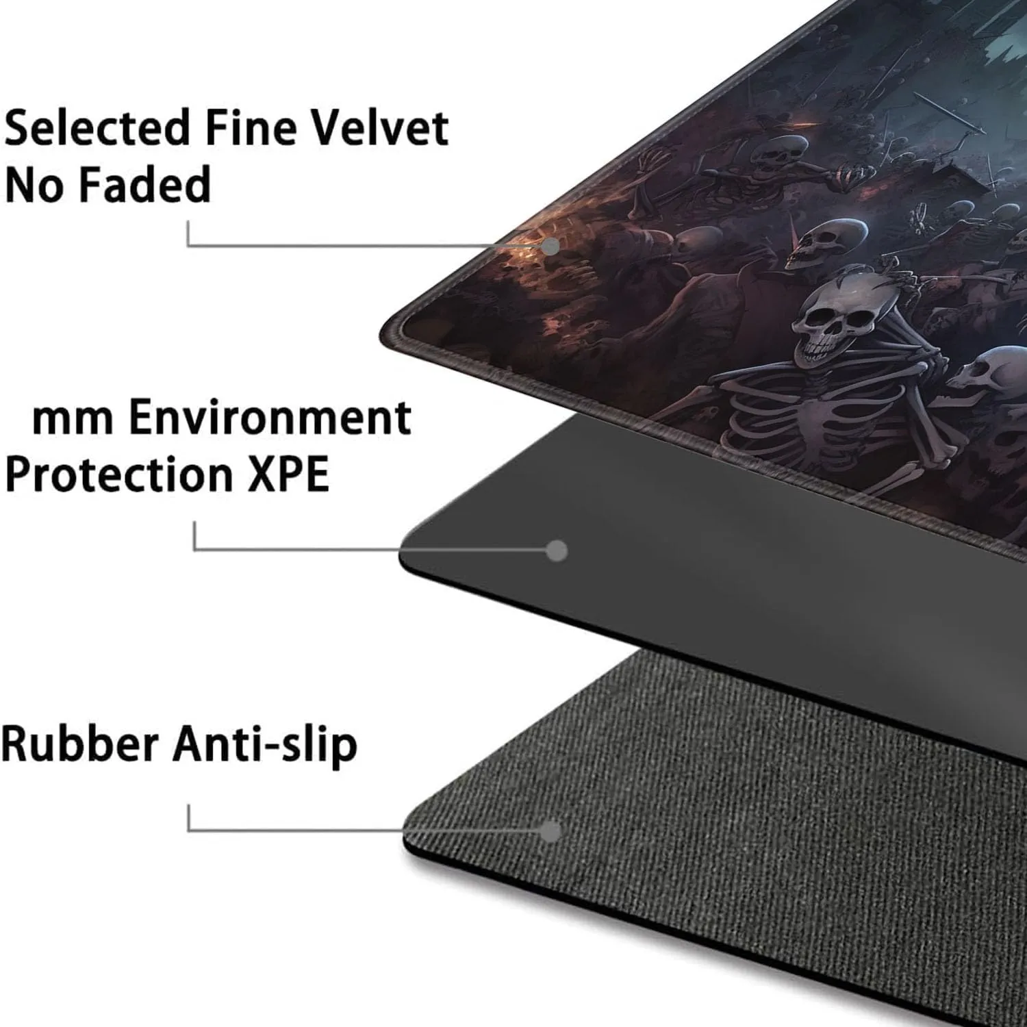 for MTG Playmat   Drawstring Travel Pouch   6 Dice Counter, for Tabletop Trading Card Game Playmats or Mouse Pad, Anti-Slip Rubber 24 x 14 in, Army of Skeletons for TCG Playmat