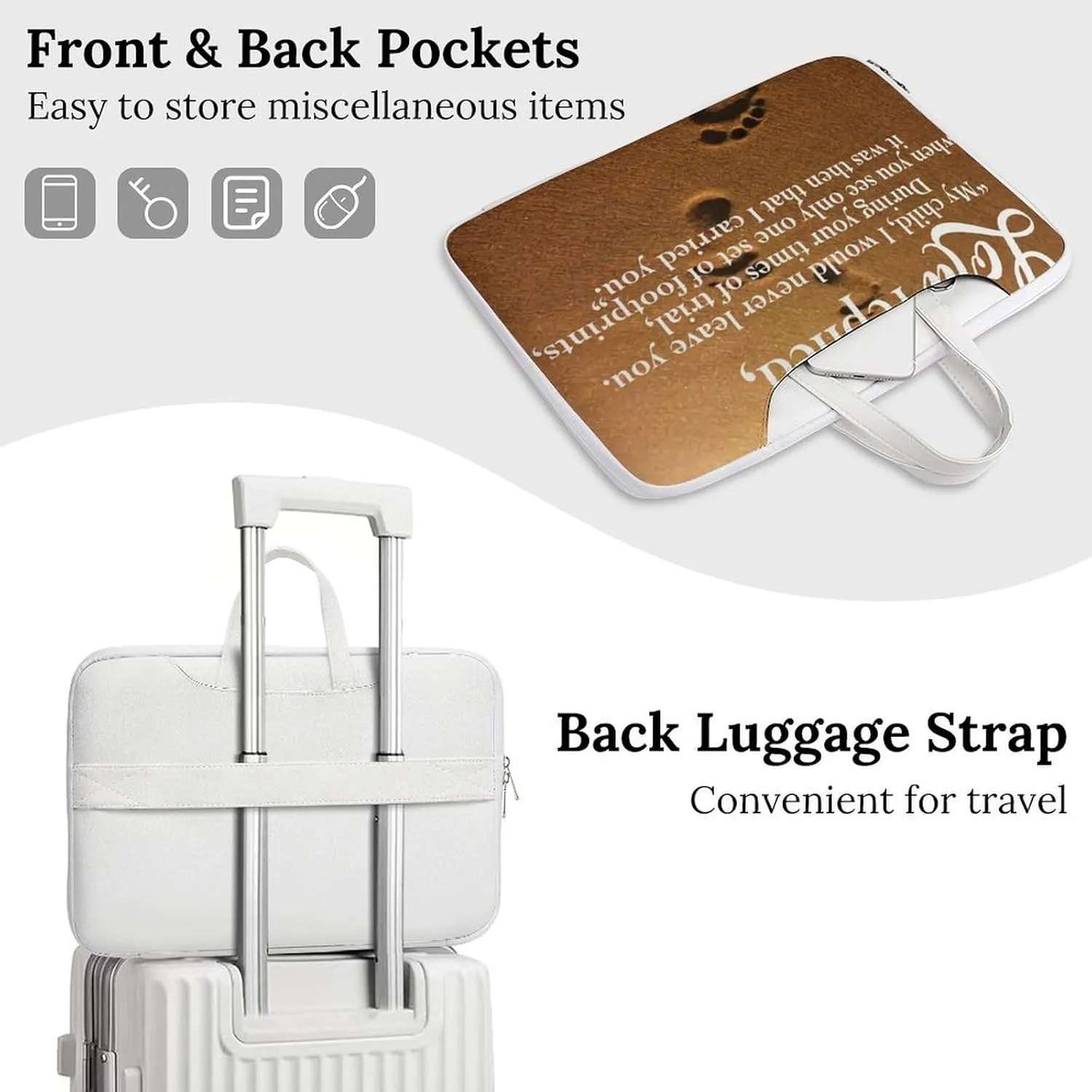 Fresh Sage Green White Leather Computer Bag with Multiple Sizes to Choose From, Convenient to Carry