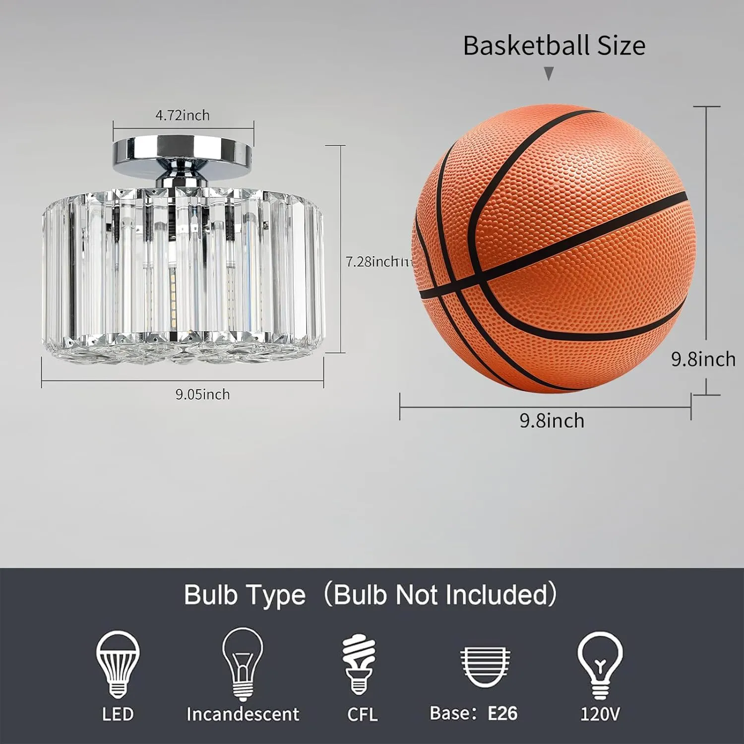 FRIDEKO HOME Semi Flush Mount Ceiling Light Fixture - Crystal Hallway Light Mini Chandelier Modern Light Fixtures Ceiling Mount for Kitchen Bedroom Bathroom Entryway Dining Room