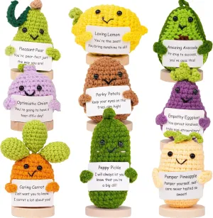 Friendly Veggies – Positive Potato, Emotional Support Pickle, Emotional Support Plush, Positive Crochet Animals, Mini Crochet Animals, Teacher Appreciation Gifts