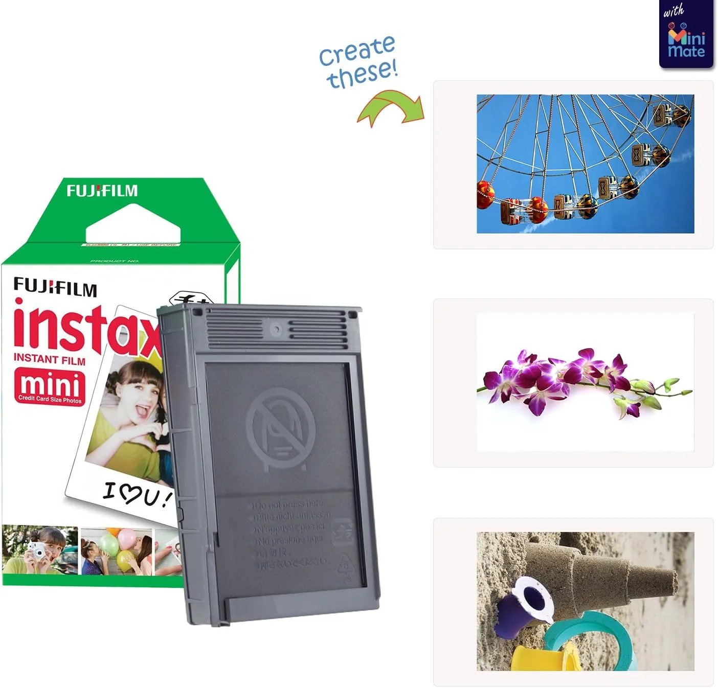 Fujifilm Instax Mini Link 2 Smartphone Printer Space Blue   Fuji Instax Film Value Pack 20 Sheets Accessories Bundle with Case   5 Plastic Desk Frames   10 Paper Frames Plus 60 Sticker Frames