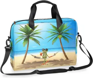 Funny Frog Beach Laptop Bag 15-16 Inch Laptop Case for Women Men Shoulder Messenger Bag Computer Briefcase for Business, Office, College, Travel Laptop Bag