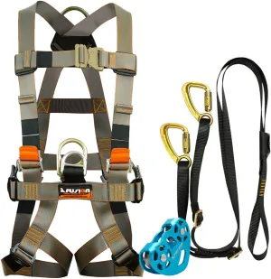 Fusion Climb Pro Backyard Zip Line Kit Harness Lanyard Trolley Bundle FK-A-HLT-06, Black, One Size