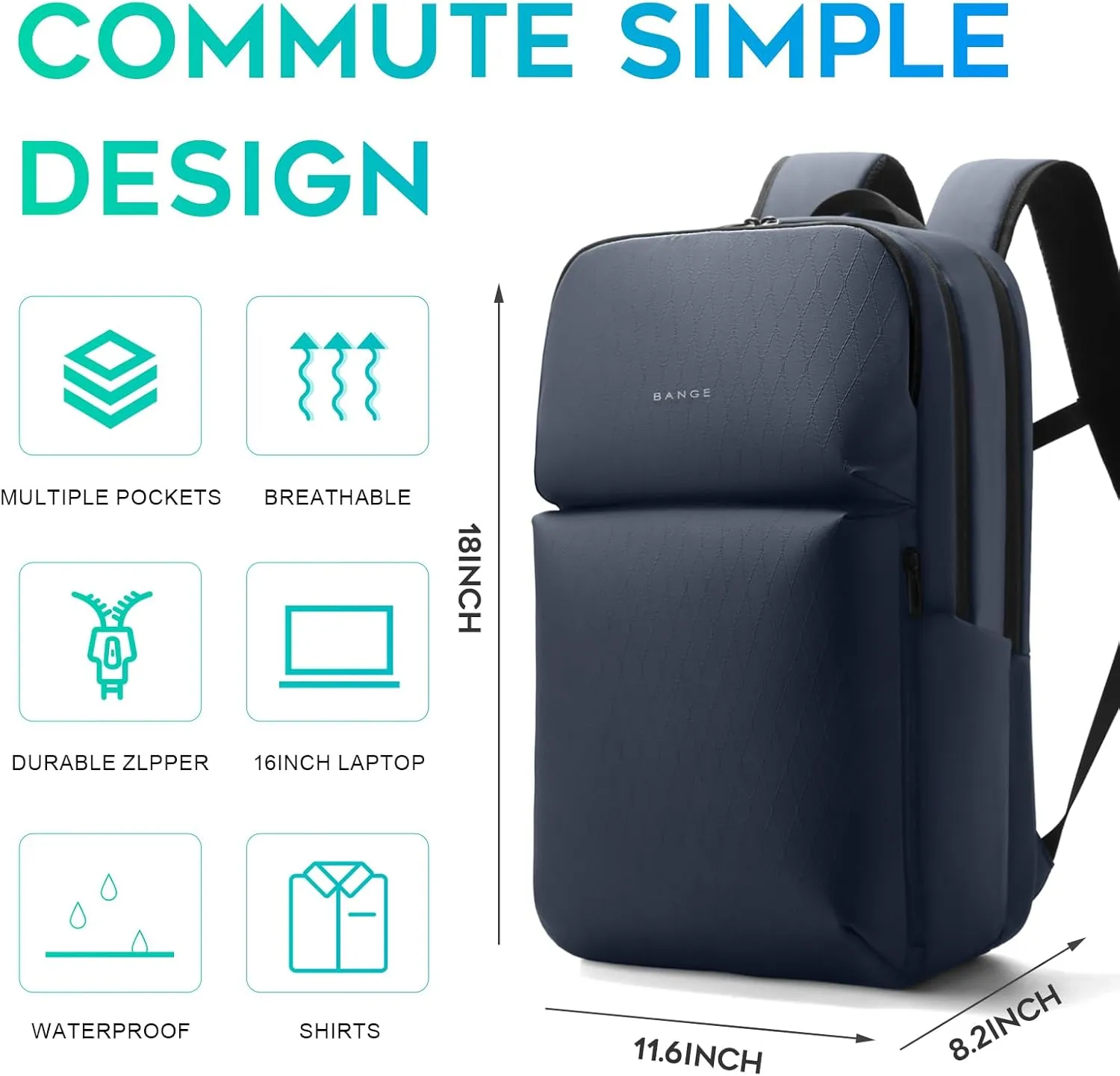 FUTURE AESTHETICS Smart Waterproof Travel Backpack Business Flight Approved Carry on Backpack for Men Women ，Large Capacity Laptop Backpack，Water Resistant Computer Backpack Fits 16 Inch Laptop(Blue)
