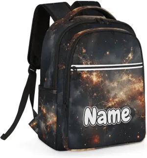 Galaxy Printed Personalized Laptop Backpack with Name Custom Shoulder Bags for Women Men Waterproof Travel Casual Daypack Laptop Bag Gifts 16.1in