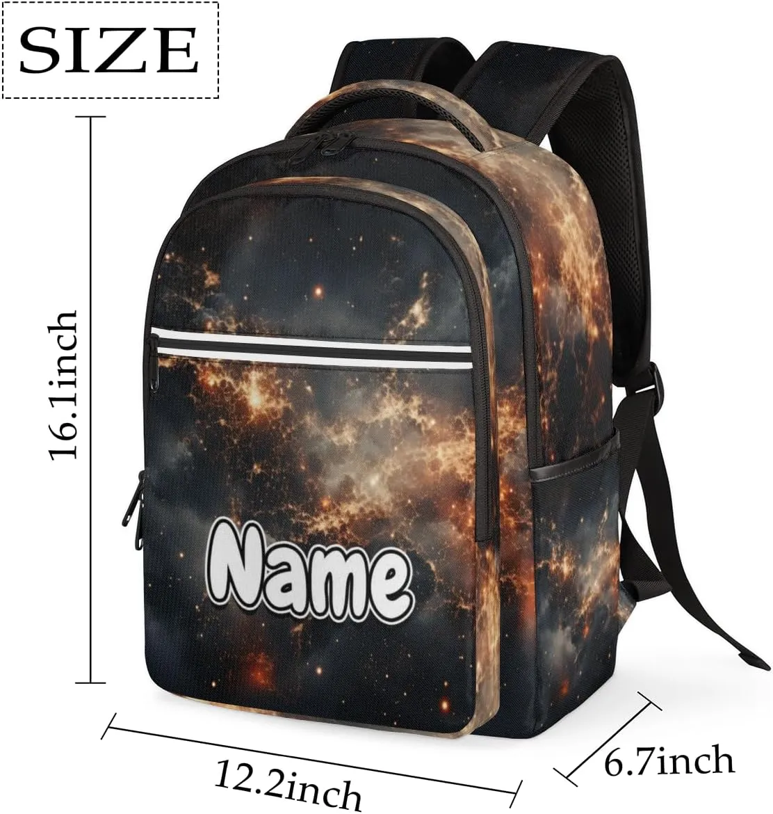 Galaxy Printed Personalized Laptop Backpack with Name Custom Shoulder Bags for Women Men Waterproof Travel Casual Daypack Laptop Bag Gifts 16.1in