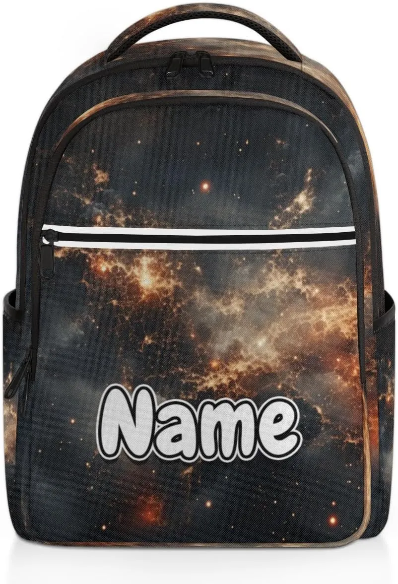 Galaxy Printed Personalized Laptop Backpack with Name Custom Shoulder Bags for Women Men Waterproof Travel Casual Daypack Laptop Bag Gifts 16.1in