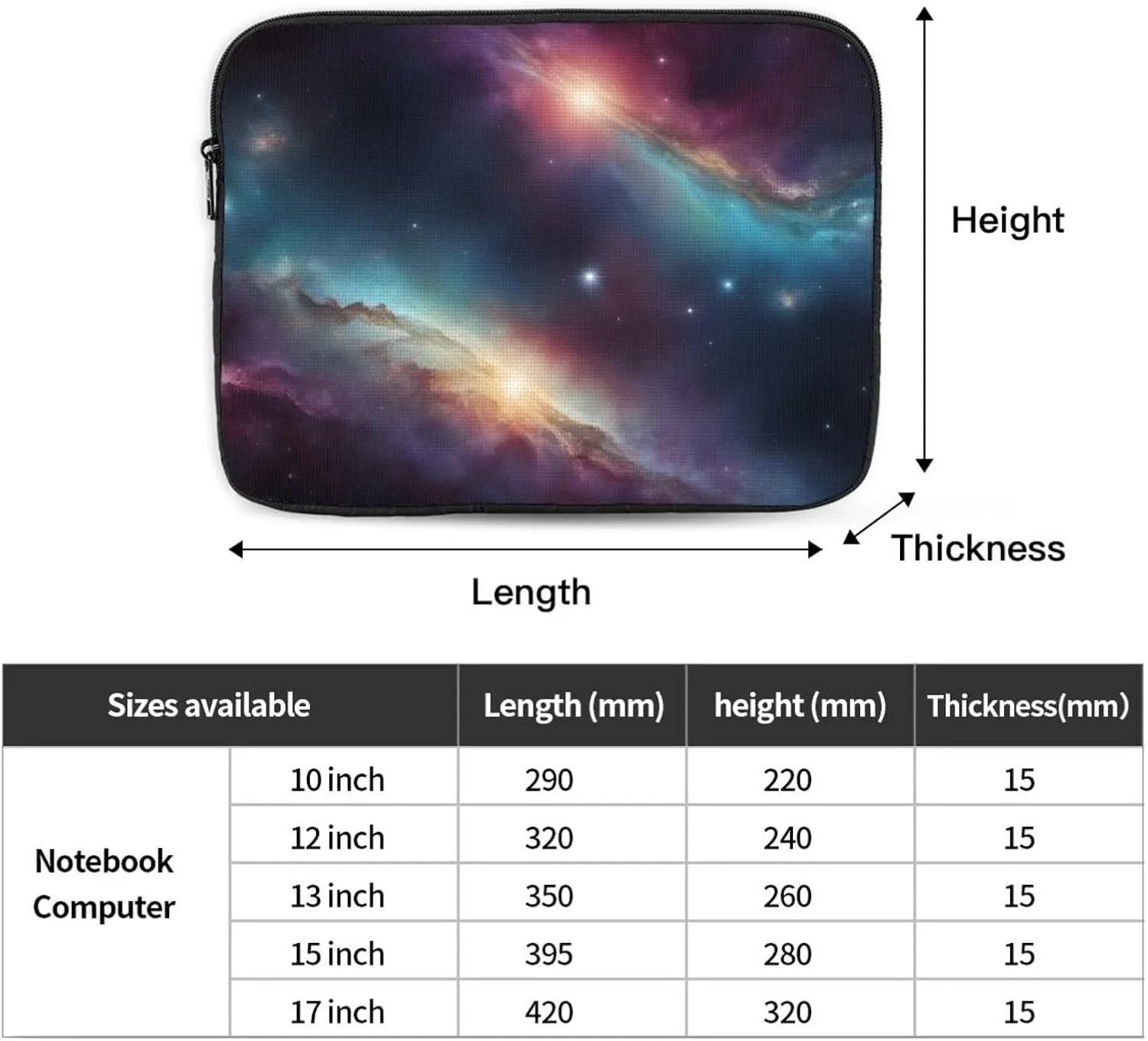 Galaxy Space Art Pattern Shockproof Portable Laptop 17 inch Sleeve Bag for Men and Women - Ideal for Business Travel, School, and Daily Use