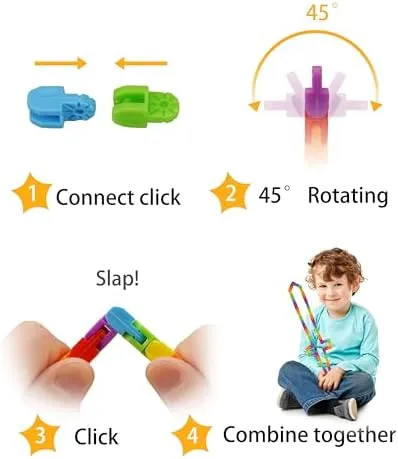 Ganowo 24 Pack Fidget Toy Wacky Tracks Snap and Click Fidgets Sensory Toys Party Favors ,Classroom Reward,School,Valentines Gifts for Adults ,Kids,Teens ,Students