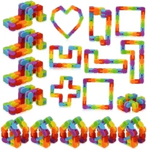 Ganowo 24 Pack Fidget Toy Wacky Tracks Snap and Click Fidgets Sensory Toys Party Favors ,Classroom Reward,School,Valentines Gifts for Adults ,Kids,Teens ,Students