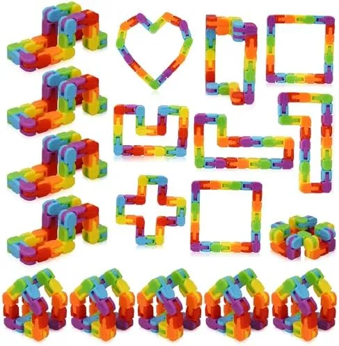 Ganowo 24 Pack Fidget Toy Wacky Tracks Snap and Click Fidgets Sensory Toys Party Favors ,Classroom Reward,School,Valentines Gifts for Adults ,Kids,Teens ,Students