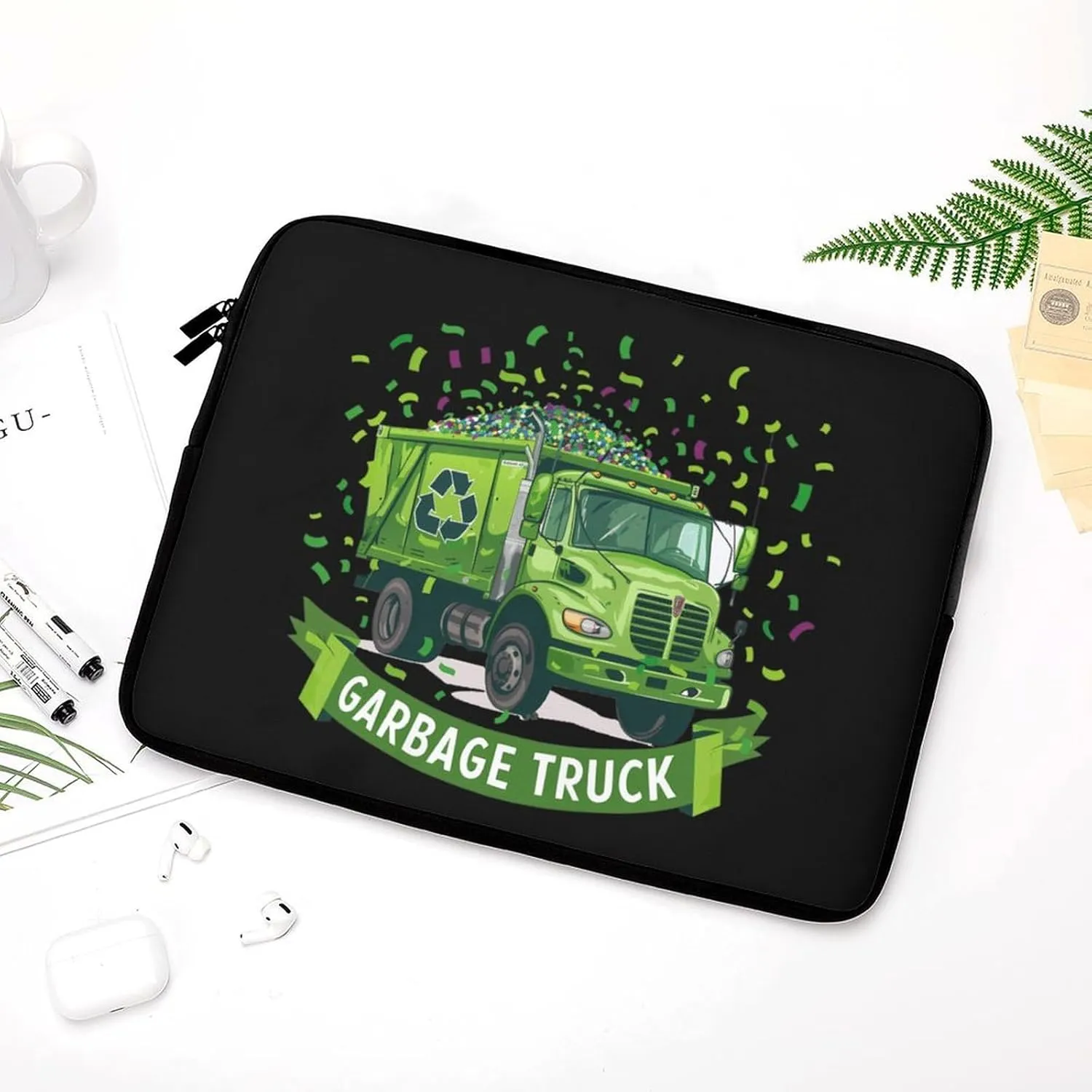 Garbage Truck Laptop Sleeve Case Protective Computer Bag Carrying Briefcase for Men Women 17inch