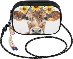 Garland Sunflower Cow Small Crossbody Bags for Women Cell Phone Purses Women's Shoulder Handbag Wallet Purse