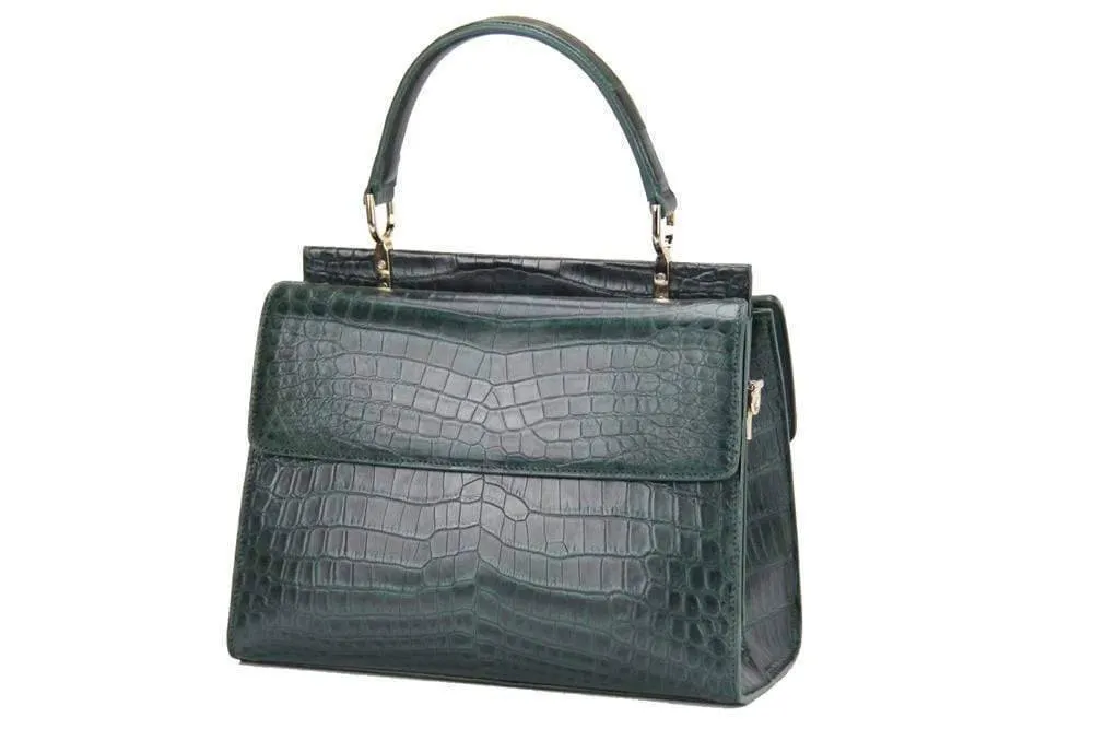 Genuine Crocodile Leather Medium Top Handle Shoulder Bags