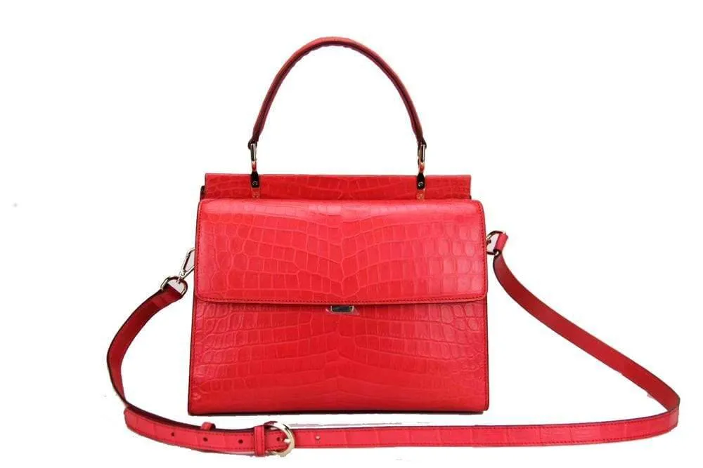 Genuine Crocodile Leather Medium Top Handle Shoulder Bags