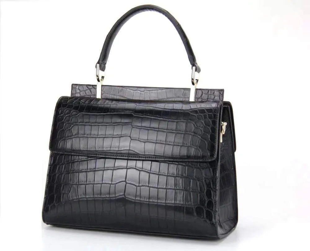 Genuine Crocodile Leather Medium Top Handle Shoulder Bags