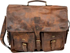 Genuine Leather Laptop Bag for Men - Stylish & Spacious 15.5 x 15 x 5 Briefcase - Professional & Luxurious Satchel for Work, Travel, Business & Office Use - Brown
