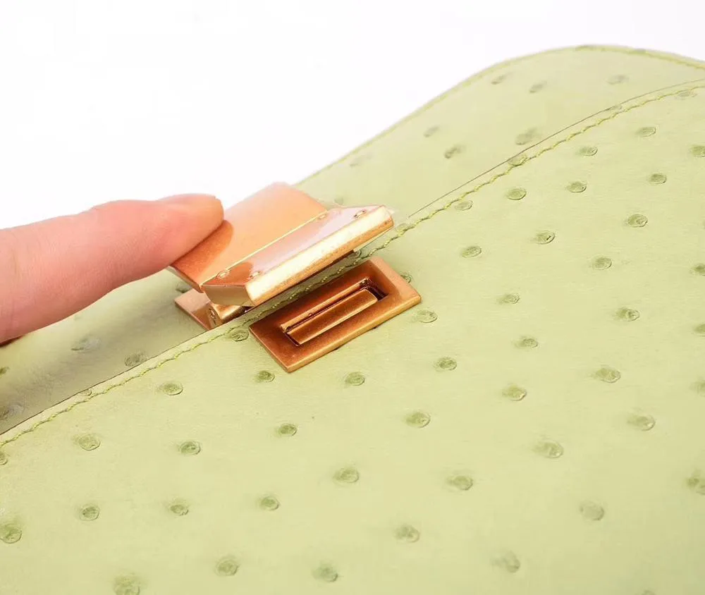 Genuine Ostrich Leather Mini Falp Cross body Messenger Shoulder Bags For Summer