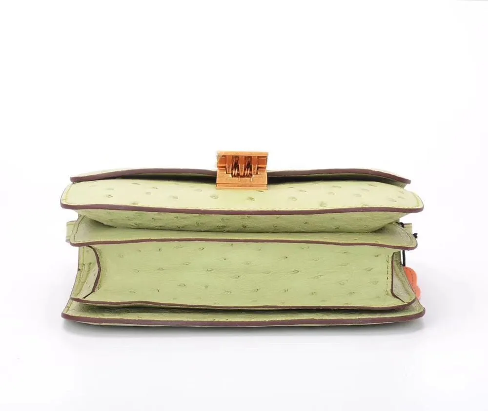 Genuine Ostrich Leather Mini Falp Cross body Messenger Shoulder Bags For Summer