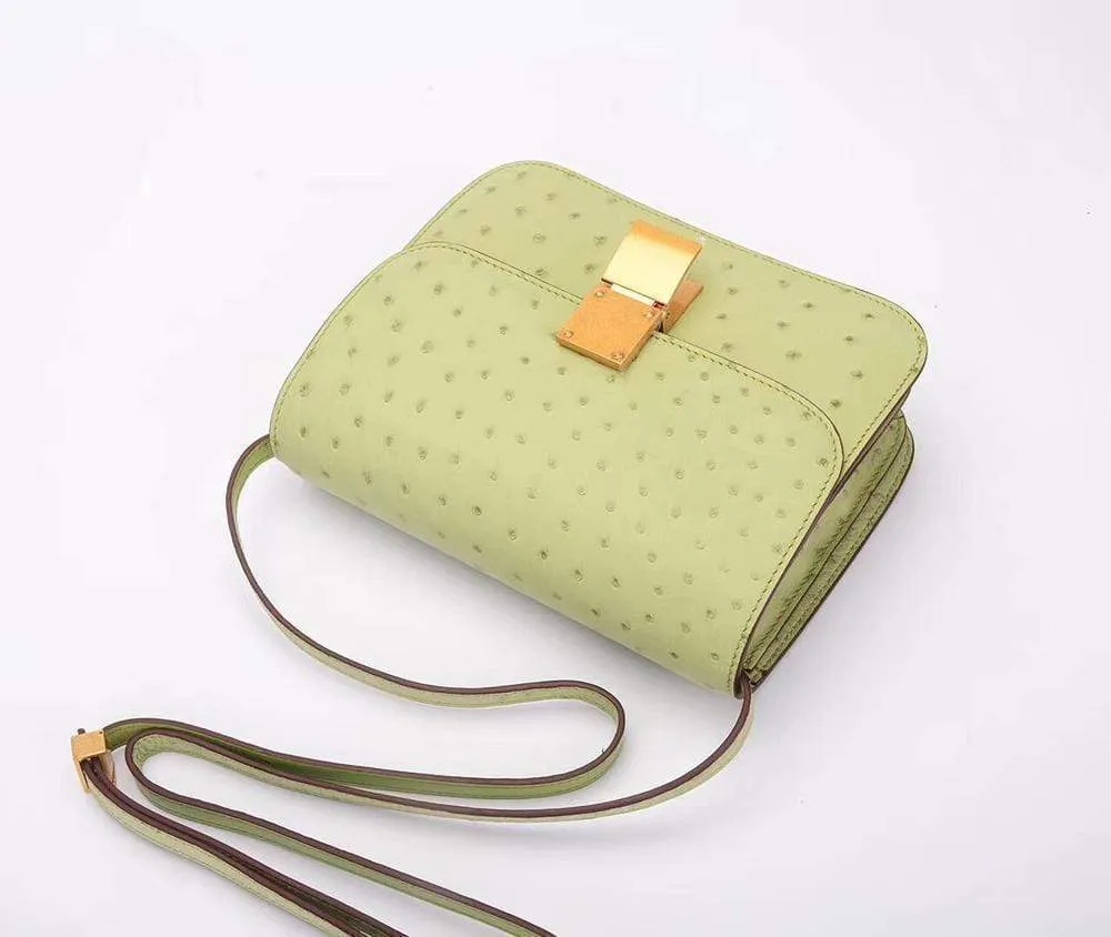 Genuine Ostrich Leather Mini Falp Cross body Messenger Shoulder Bags For Summer