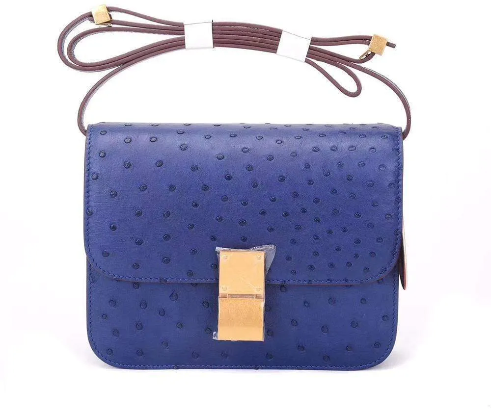Genuine Ostrich Leather Mini Falp Cross body Messenger Shoulder Bags For Summer