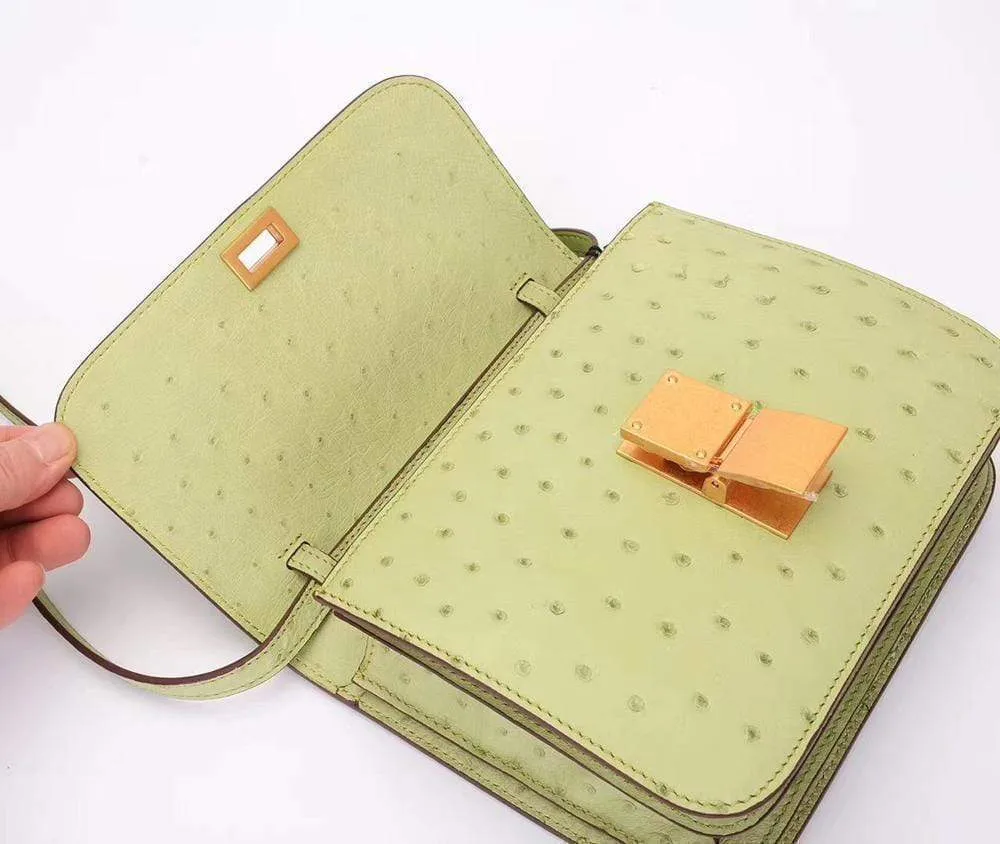 Genuine Ostrich Leather Mini Falp Cross body Messenger Shoulder Bags For Summer