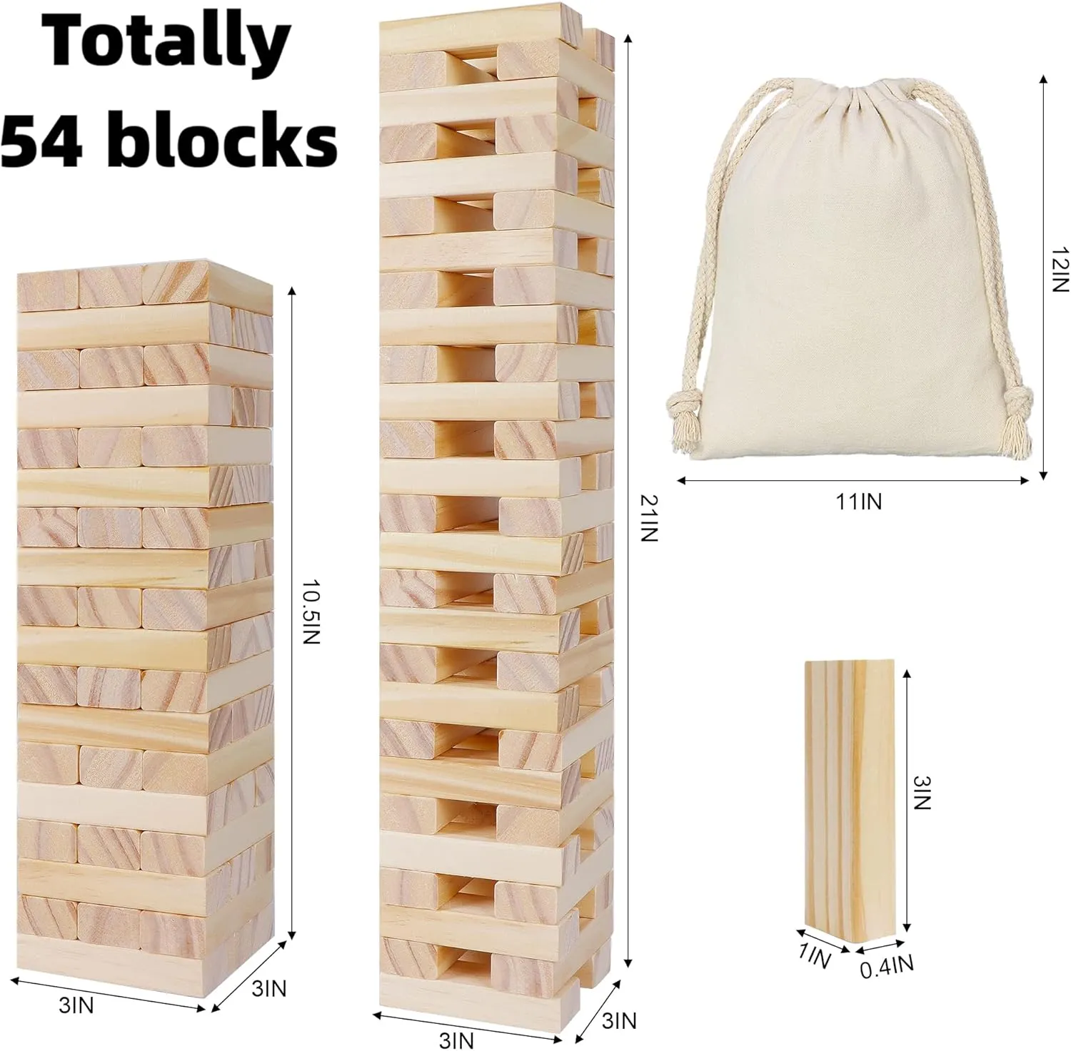 Glintoper Tic Tac Toe & Tumble Tower Blocks Game Set, Classic Wood Stacking & XOXO Strategy Board Game for Travel, Kids Family, Living Room Rustic Coffee Table Decor