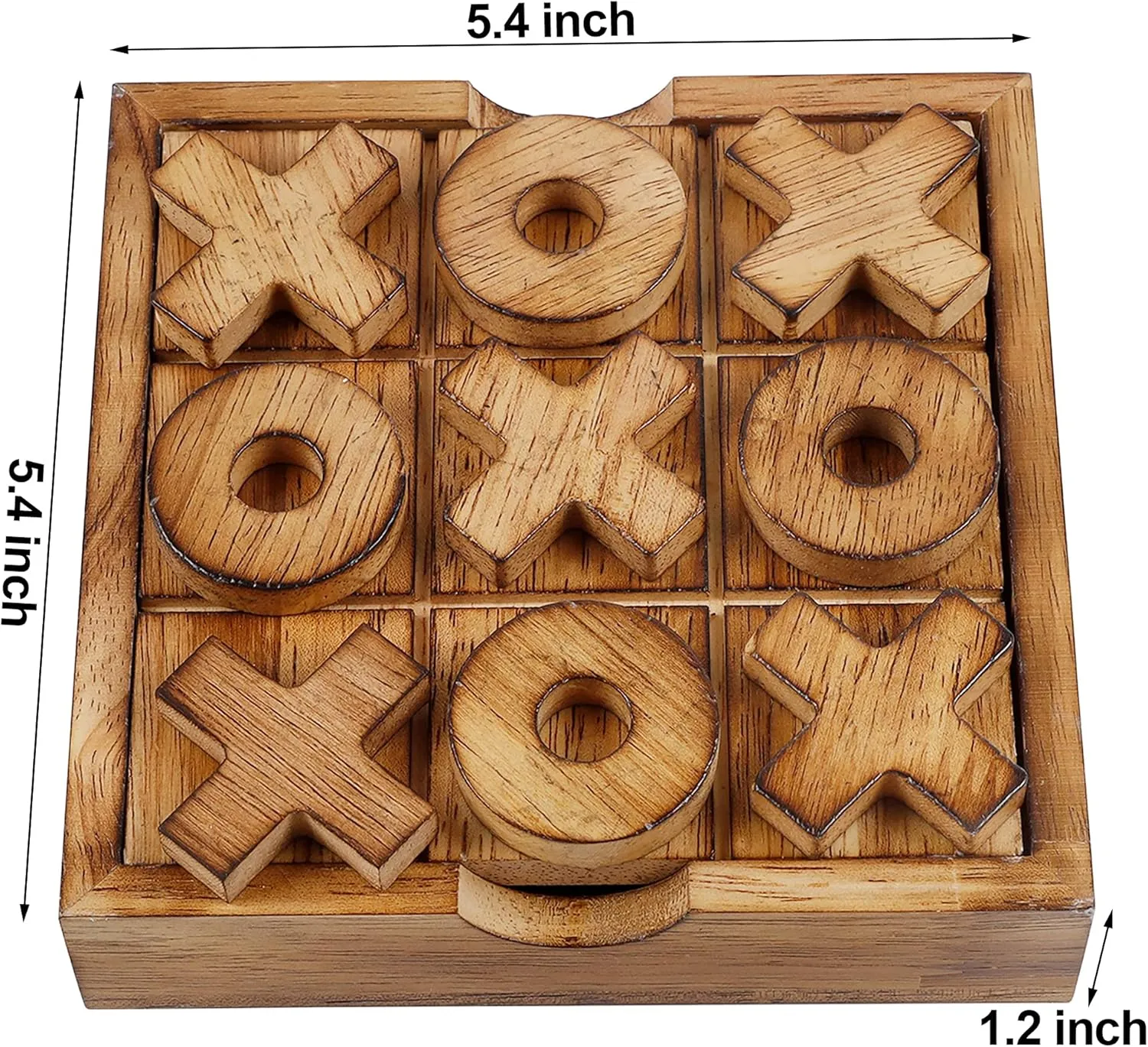 Glintoper Tic Tac Toe & Tumble Tower Blocks Game Set, Classic Wood Stacking & XOXO Strategy Board Game for Travel, Kids Family, Living Room Rustic Coffee Table Decor