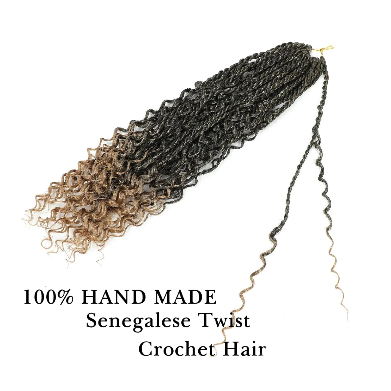 Goddess Bohomian Twist Braids Crochet Hair With Curly Ends - 6 Packs Mini Twist Braids Ombre Black Brown Synthetic Braiding Hair Extension for Black Women (18inch, T27)