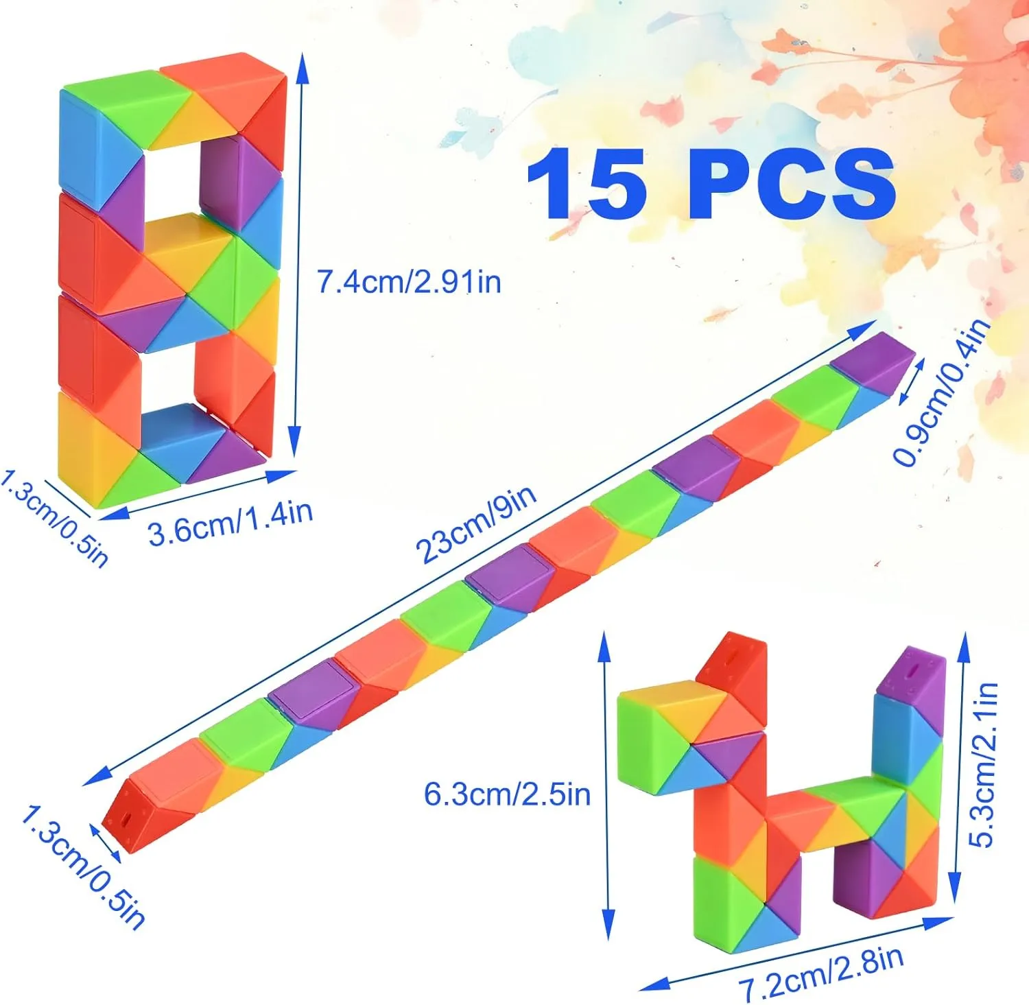GOLDGE 24 Pack Mini Fidget Snake Cube Puzzle Toys - Party Favors & Goodie Bag Fillers, Travel Toys for Kids Ages 4-8, Rainbow Colors - Bulk Birthday & Back to School Gifts - Stocking Stuffers