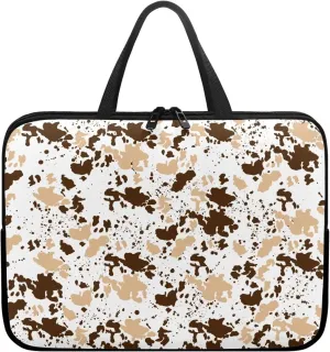Gomyblomy Brown Cow Print Universal Laptop Bag, Fashionable Large Capacity Computer Handbag, Professional Business Work Briefcase, Suitable for 10 Inch Laptop