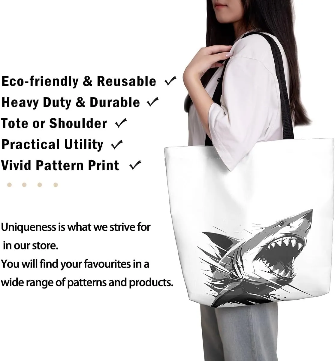 Gothic Canvas Tote Bag for Women,Black Cat Large Capacity Gym Bag,Exotic Kitten Bags