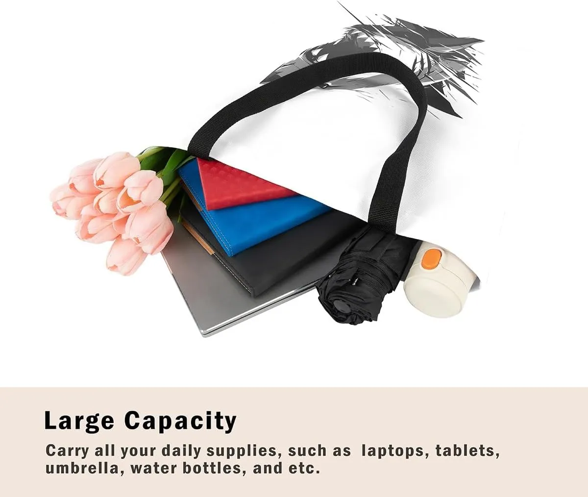 Gothic Canvas Tote Bag for Women,Black Cat Large Capacity Gym Bag,Exotic Kitten Bags
