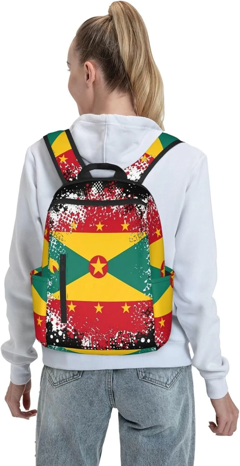 Grenada Flag Casual Backpacks Large Capacity Laptop Backpack Sports Fitness Rucksack Travel Carry-On Daypack Work Bag for Outdoor Camping