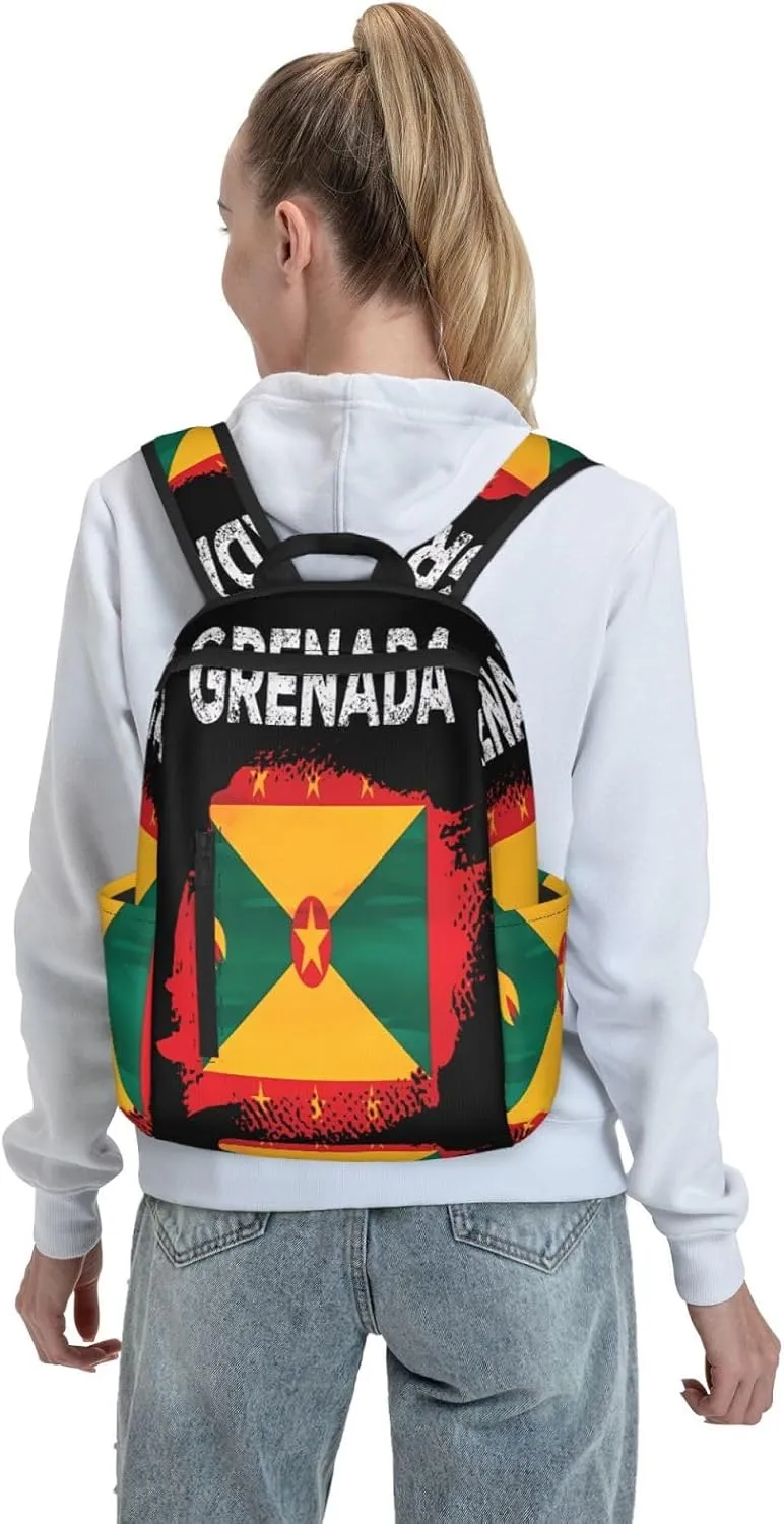 Grenada Flag Grenadian Proud Roots Casual Backpacks Large Capacity Laptop Backpack Sports Fitness Rucksack Travel Carry-On Daypack Work Bag for Outdoor Camping