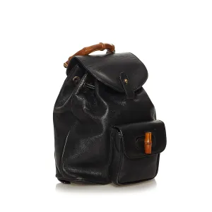 Gucci Bamboo Drawstring Leather Backpack (SHG-29292)
