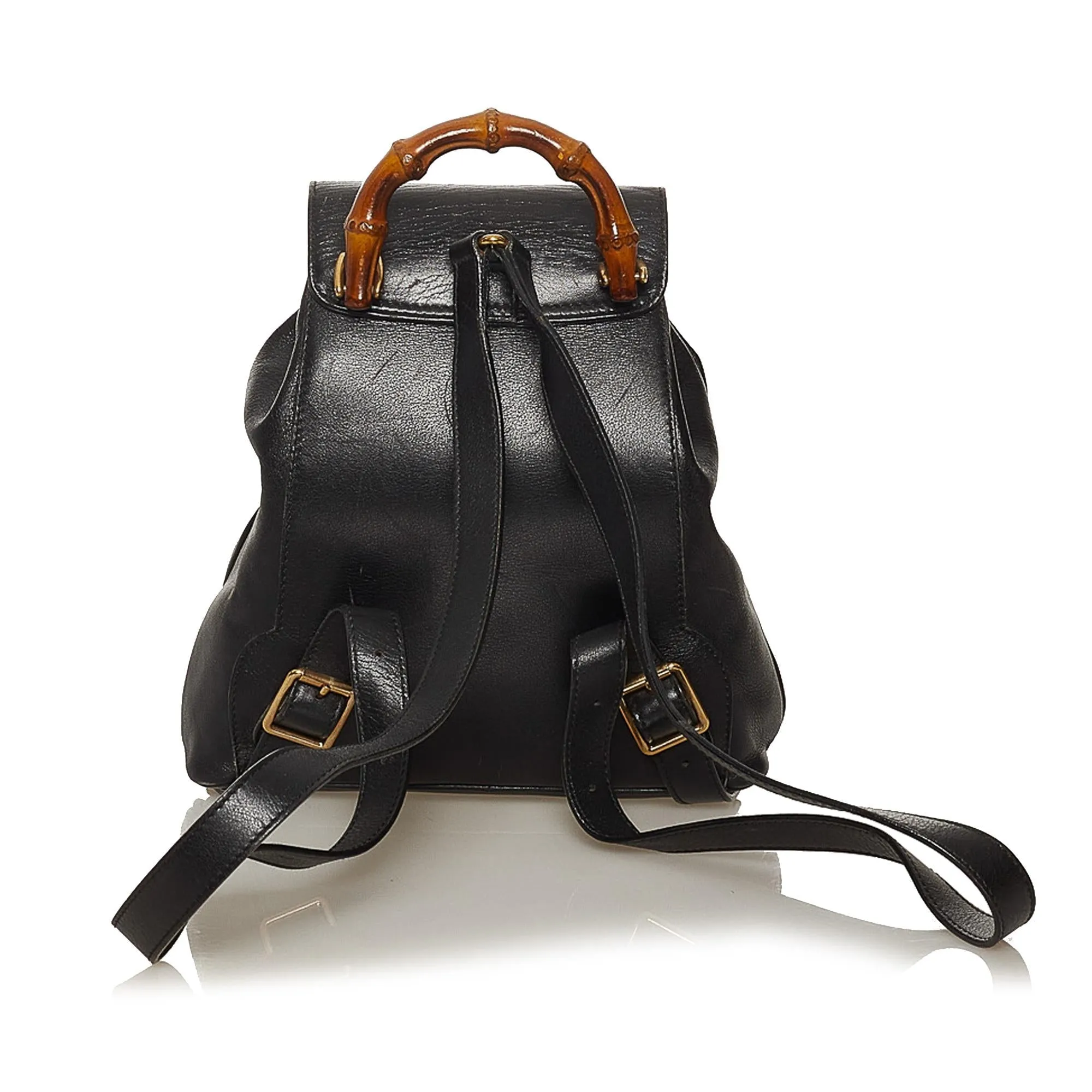 Gucci Bamboo Drawstring Leather Backpack (SHG-29292)