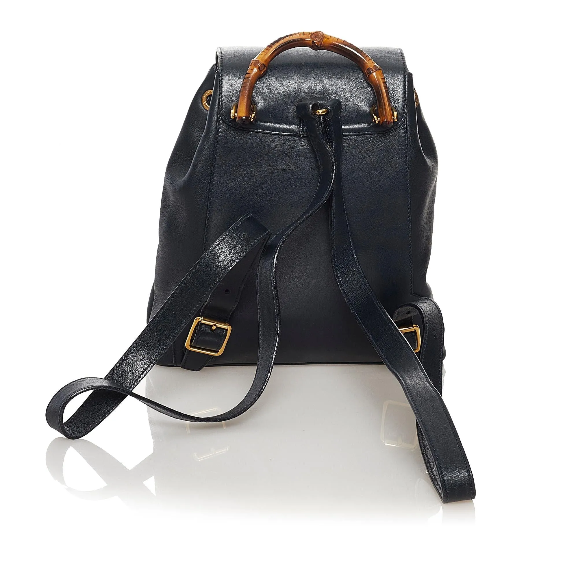 Gucci Bamboo Drawstring Leather Backpack (SHG-34142)