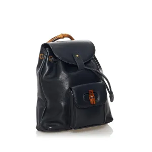 Gucci Bamboo Drawstring Leather Backpack (SHG-34142)