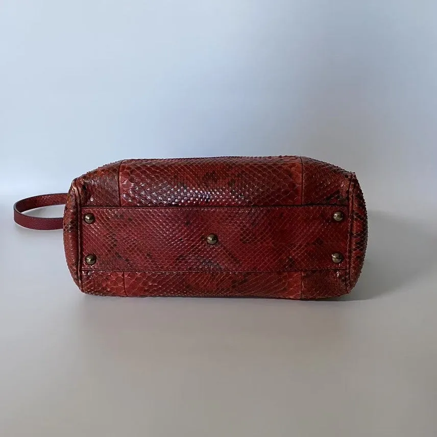 Gucci Bamboo Python Red Top Handle Bag