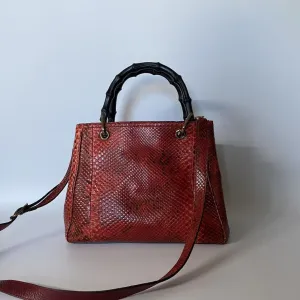 Gucci Bamboo Python Red Top Handle Bag