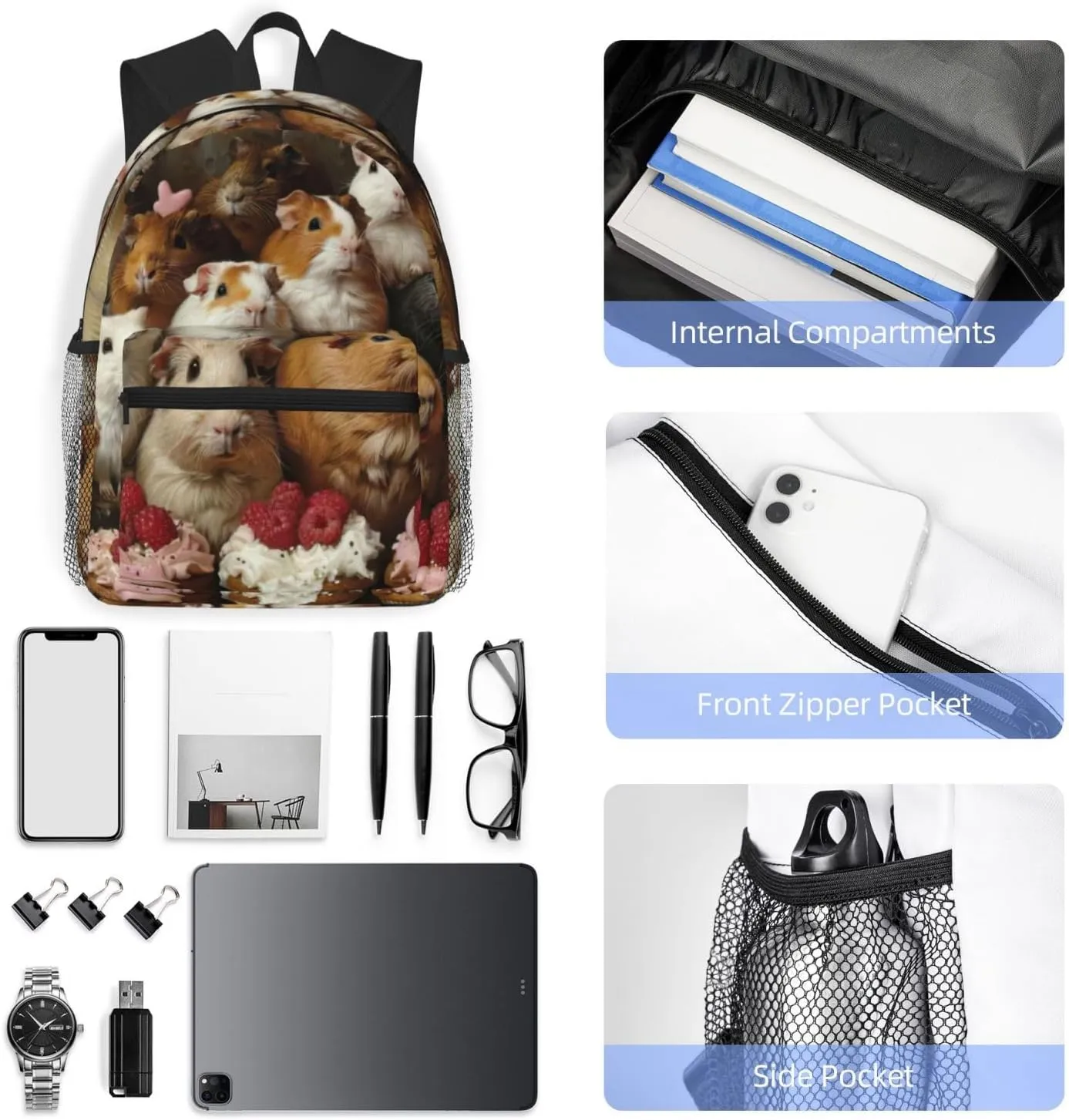 Guinea Pigs And Cupcakes Men Women Office Laptop Backpack,Work Bag 15.7 Inch Business Travel Bags Large Capacity