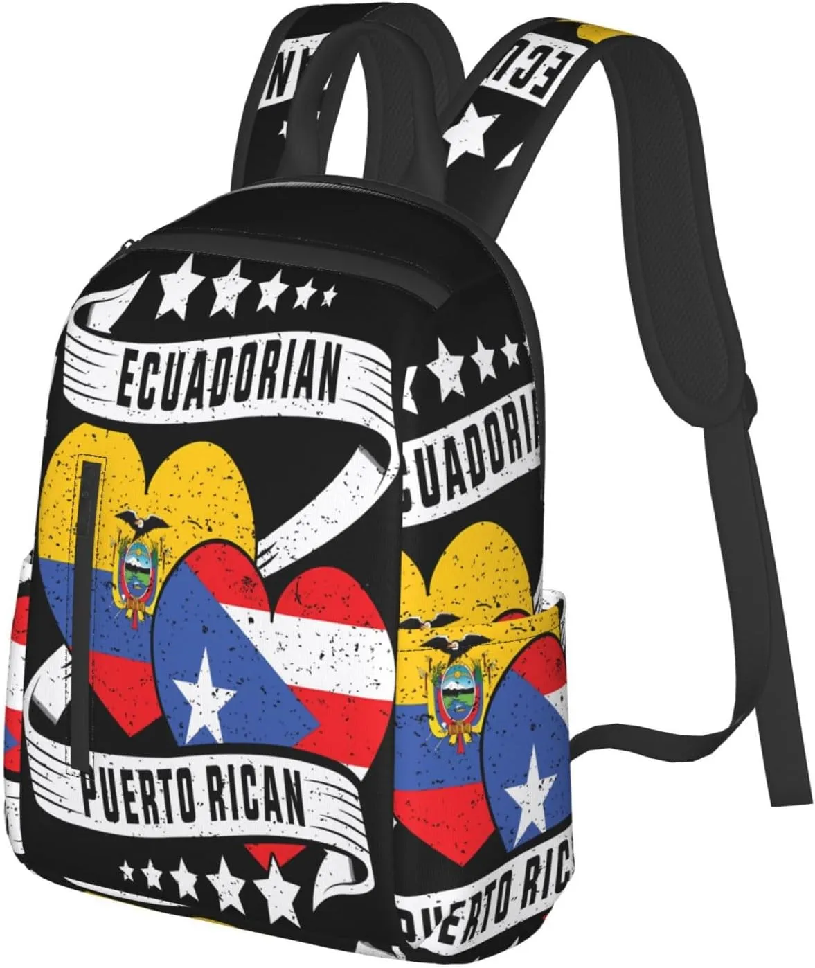 Half Ecuadorian Half Puerto Rican Casual Backpacks Large Capacity Laptop Backpack Sports Fitness Rucksack Travel Carry-On Daypack Work Bag for Outdoor Camping