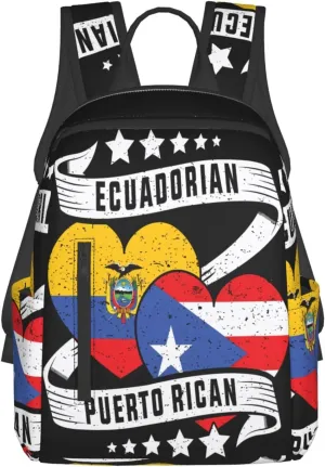 Half Ecuadorian Half Puerto Rican Casual Backpacks Large Capacity Laptop Backpack Sports Fitness Rucksack Travel Carry-On Daypack Work Bag for Outdoor Camping