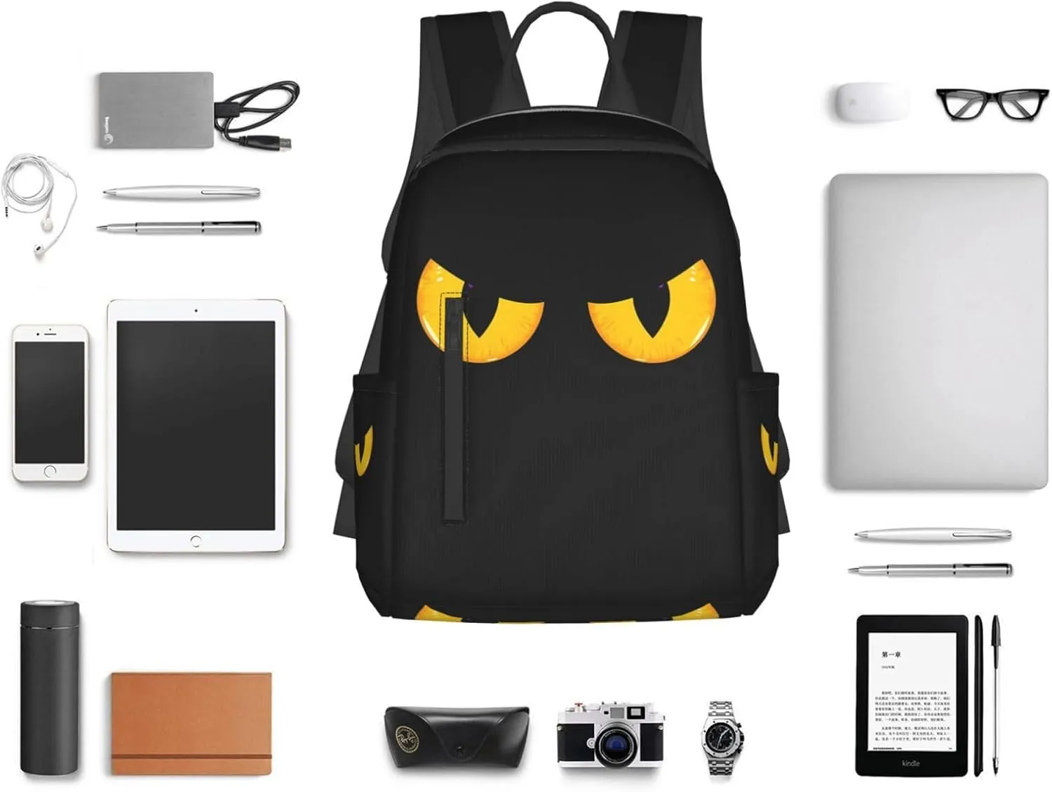 Halloween Scary Eyes Casual Backpacks Large Capacity Laptop Backpack Sports Rucksack Travel Daypack Adjustable Shoulder Strap Work Bag for Outdoor Camping