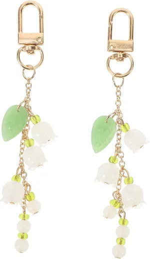 HANABASS 2Pcs Cute Flower keychains for Women,Orchid Flower Keychain Charm Bag Purse Charms for Handbags Backpacks Accessories
