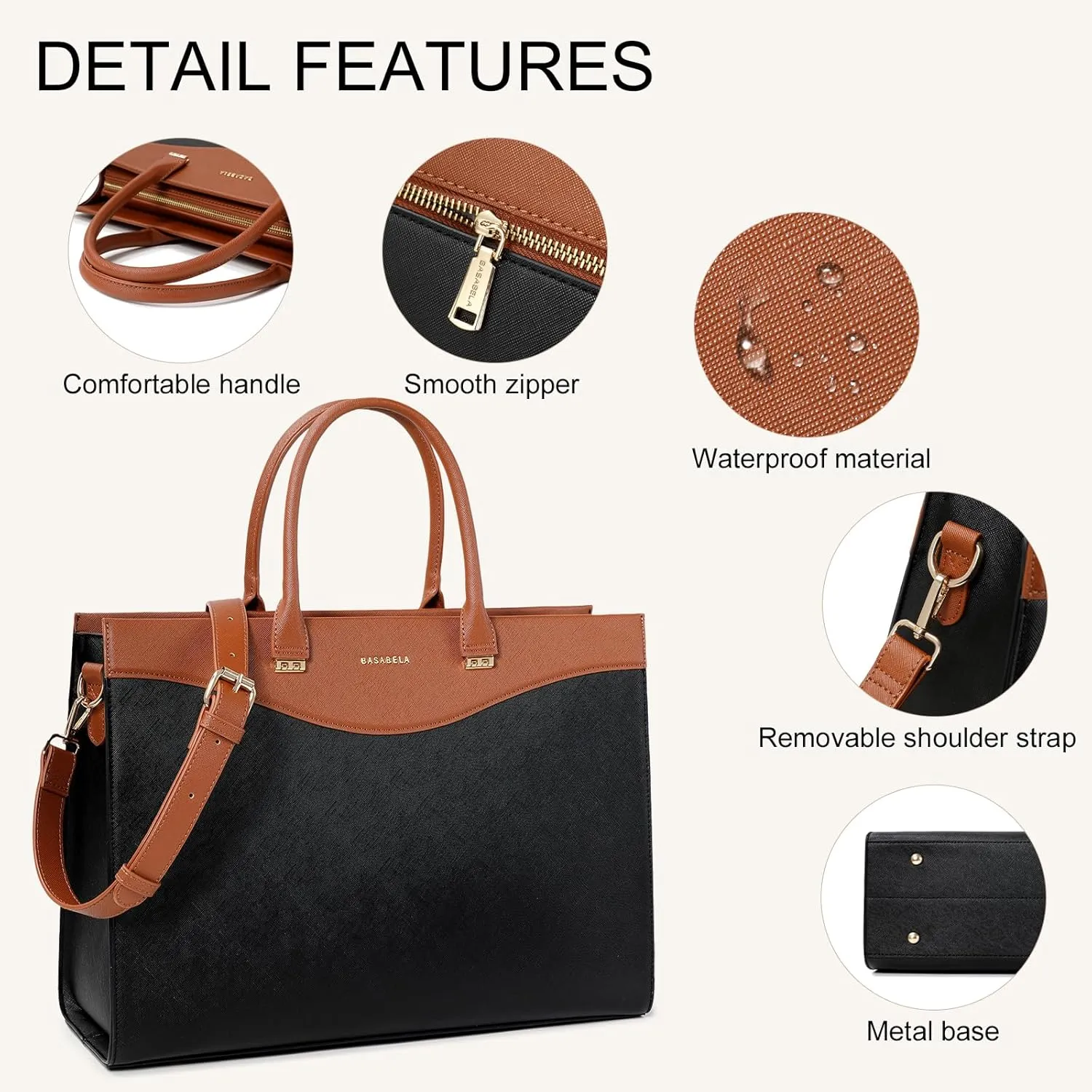 Handmade Luxury Vegan Leather Briefcase Handbags for Women, Large 16 inch Laptop Purse Waterproof Bags for Ladies