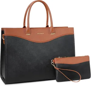 Handmade Luxury Vegan Leather Briefcase Handbags for Women, Large 16 inch Laptop Purse Waterproof Bags for Ladies