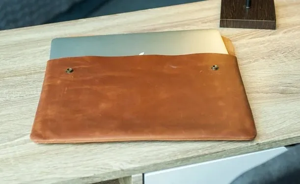 Handmade Real Leather Laptop Cover MacBook Sleeve - Document Holder, Leather Paper Portfolio, File Organizer